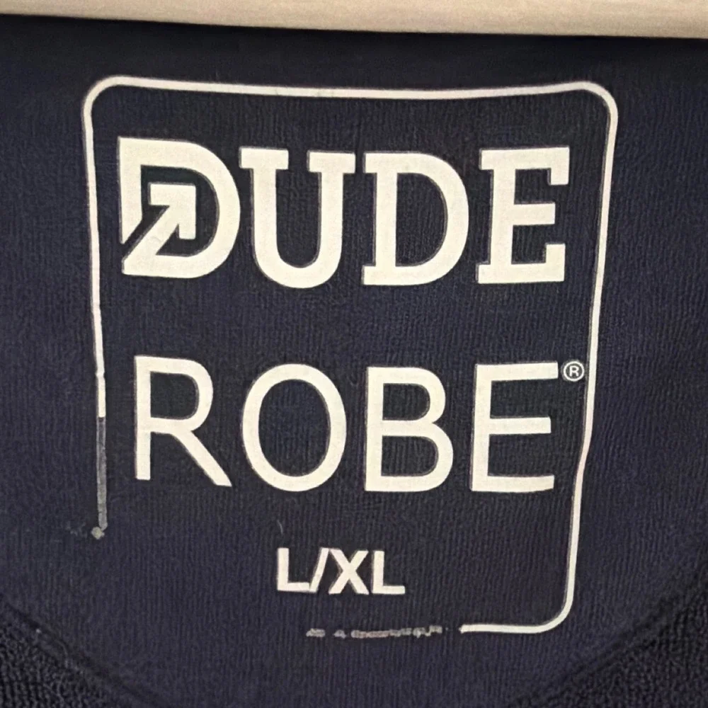 DudeRobe Mens Hooded Bathrobe Navy Blue Cotton Jersey L/XL Luxury Loungewear